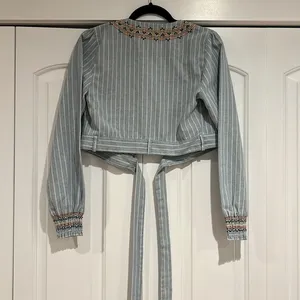 Miss me small denim wrap top‎ embroidered thumbnail 5