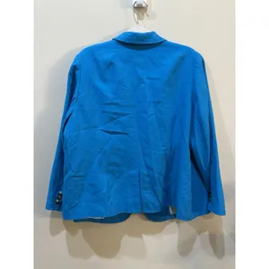 Talbots Blazer Bright Blue One button Jacket Preppy Size 18WP 100% Linen thumbnail 3