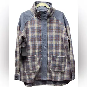 Hem and Thread Blue And Tan Plaid corduroy and twill shacket. Size Large thumbnail 6