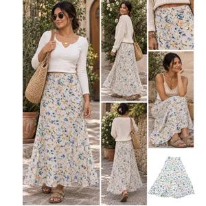 New American Eagle Cottage Floral High Rise Maxi Skirt Multi Womens Sz XS thumbnail 2