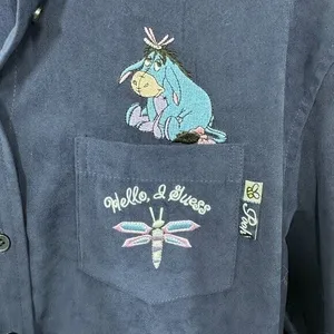 Vintage Disney Eeyore Embroidered Dark Purple Casual Button Up Pooh Women's M thumbnail 5