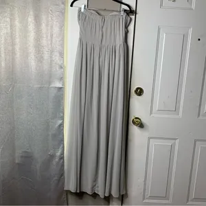 Lulu’s light gray strapless‎ chiffon bridesmaids all afloat maxi dress medium thumbnail 6
