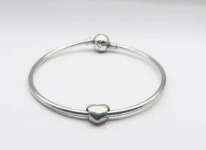 Pandora Silver Puffed Smooth Heart Authentic RETIRED Charm #2 thumbnail 4