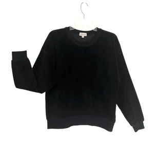 Brixton Sweater Womens Small Black Corduroy Crewneck Pullover Emo Goth Dark thumbnail 2