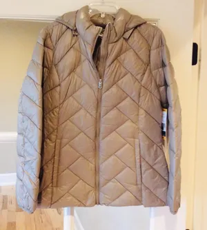 London Fog Down Jacket Lightweight Coat Womens Medium Champagne thumbnail 4