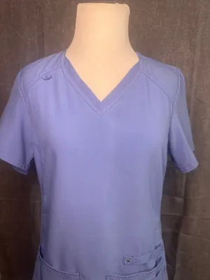 Cherokee iFlex V-Neck Medical Scrub Top in Light Blue thumbnail 2