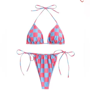 Zaful Checkered Bikini Set - Pink and Blue thumbnail 3