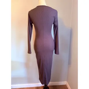 Fiestar Large Ribbed Knit Maxi Dress Long Sleeve boho Y2K fall bodycon sexy casual party thumbnail 3