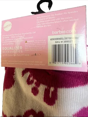 Barbie Crew Socks Pink and White Adult 9-13 Barbiecore Fun Novelty thumbnail 3