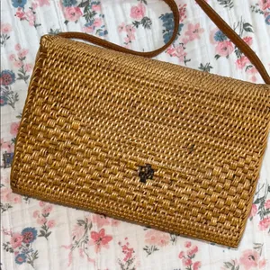 Vintage Tan Woven Shoulder Bag with Leather Strap thumbnail 11