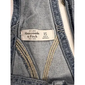 Abercrombie & Fitch Medium Wash Denim Shortalls Overalls XS Utility Bib‎ Pocket thumbnail 4