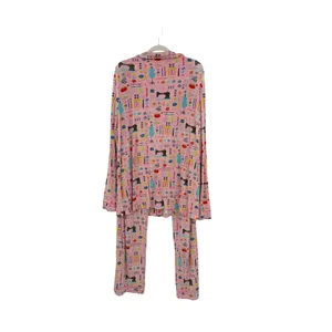 Nick & Nora Sewing Seamstress Novelty Print Modal Pajama Set Pink Size XL thumbnail 8