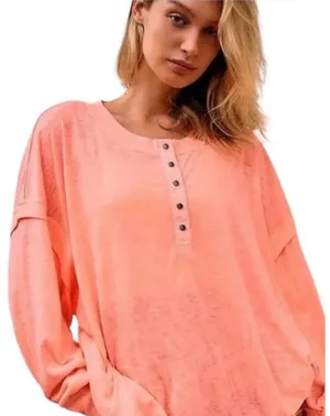 Free People Henley Top Long Sleeve thumbnail 1
