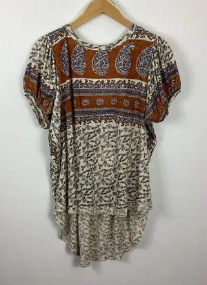 Free People Paisley Puff Sleeve Top Size Small NWT thumbnail 1