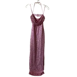 Oh Polly Constance Embellished Cowl-Neck Maxi Dress in Pink Size 2 New thumbnail 4