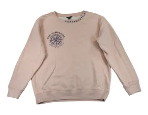 J.Crew Portsmouth NH Compass Graphic Sweatshirt Peach Cotton Terry AJ780 Women M thumbnail 1