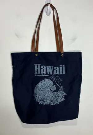 Tommy Bahama Hawaii tote bag navy blue‎ white waves tropical shoulder bag canvas thumbnail 1