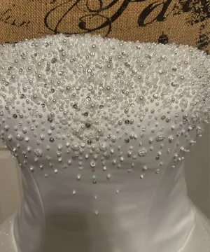 Mori Lee size 6 wedding dress - ball gown style - strapless- pearls/rhinestones thumbnail 3