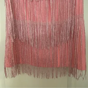 Maner Womens Bubblegum Pink Fringe Front Tank Top M Medium 38” NWT New thumbnail 6