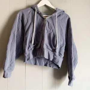 AMERICAN EAGLE OUTFITTERS SemiCrop Hooded Sweatshirt Light Blue M thumbnail 1