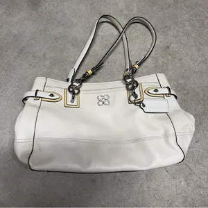 Vintage Coach Cream White Colette Leather Carryall Bag Purse No. J1020-16460 thumbnail 3