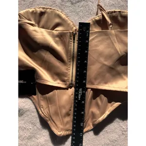 PRETTYLITTLETHING GOLD STRUCTURED SATIN SPLIT HEM HALTERNECK CORSET TOP size 6 thumbnail 8