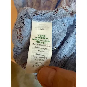 Aerie Women Dress L Blue Lace Mini Floral Sheer Overlay Sweetheart Strappy thumbnail 7