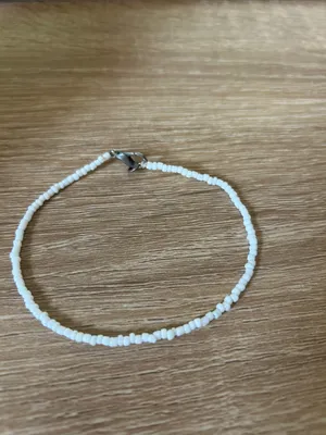 Delicate White Seed Bead Anklet with Lobster Clasp thumbnail 2