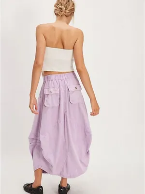 NWT Free People Willow Poplin Parachute Maxi Skirt in Pink Lavender Size S thumbnail 9