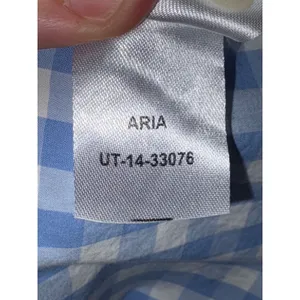 UNTUCKit Aria Blue‎ White Gingham Check Cotton Button Down Shirt Womens Size 6 thumbnail 7