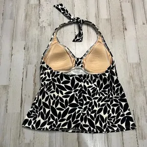 Lands'‎ End Women's Floral Halter Tankini Top Size 6 Black & White thumbnail 3