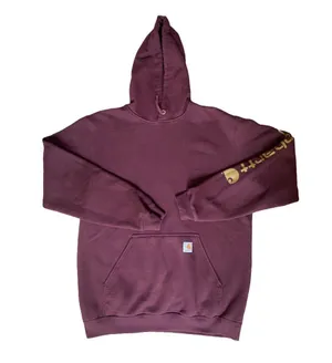 burgundy and gold hoodie with a sick front pocket 🔥 thumbnail 1