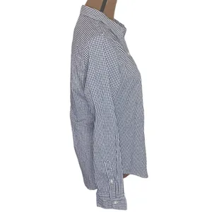 Abercrombie & Fitch micro plaid Oxford moose logo embroidery shirt navy white M thumbnail 3