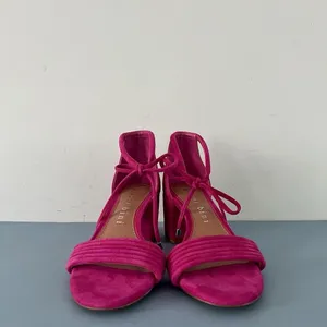 Gianni Bini Rhiaann Pink Fuchsia Suede Ankle Tie Block‎ Heel Sandals thumbnail 3