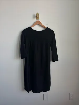 COS Black Stretch Shift Sheath Dress 3/4 Sleeve Pockets Women's Small thumbnail 2