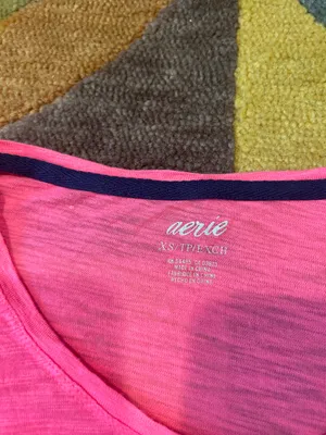 Aerie NWOT Y2K Style Pink Long Sleeve Henley T Shirt Thin Burnout Material XS thumbnail 2