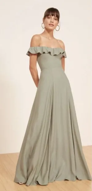 Reformation Verbena Off-Shoulder Maxi Dress – Sage Green, Women’s Size 4 thumbnail 1