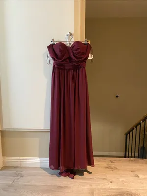Birdy Grey Burgundy convertible Chiffon maxi grace Dress, size L thumbnail 4