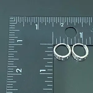 925 Signed Sterling Silver Flower Filigree Huggie Mini Hoop Earrings 3g. thumbnail 10