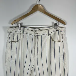 American Eagle Momjean White Blue‎ Striped Plus Size 18 Boho Casual Beach thumbnail 3