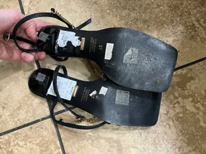 EUC black Kitten Heel Sandals Size 7 thumbnail 2