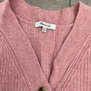 Madewell Button-Front‎ Merino Wool Blend Sweater XXS Pink Ribbed Knit Top thumbnail 5