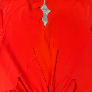 sugar + lips salmon colored scalloped romper with open back cutout thumbnail 6