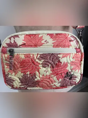 lug Quilted Crossbody in Coral, Cream and Pink Leaf Print thumbnail 3