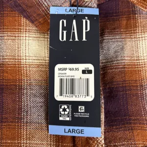 GAP Women's Soft Cotton Flannel Relaxed Fit Brown Plaid Women’s Large thumbnail 4