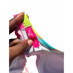 Victoria’s Secret Bikini Set 32D Multicolor Striped Halter Pink Swim Beach Y2K thumbnail 4