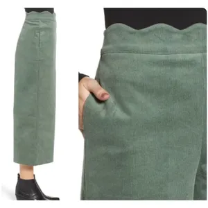 BP Nordstrom XS Green Scallop Waist Wide Leg Corduroy Crop Pants Cords Pant v6x thumbnail 3