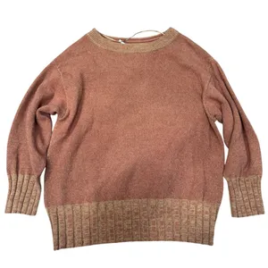 Free People Oversized Knit Sweater‎ Rust Orange Textured Ribbed Band Size XS thumbnail 1