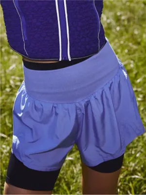 NEW! Free People FP Movement L CARPE DIEM Blueberry Athletic Shorts Periwinkle thumbnail 1