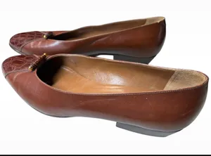 Vintage Bally Brown Leather Crocodile Cap Toe Flats - Size 7.5 - Made in Italy thumbnail 3